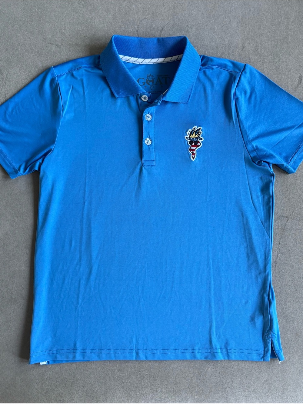 GOAT USA Boys Bright Blue Polo with Embroidered Goat Patch